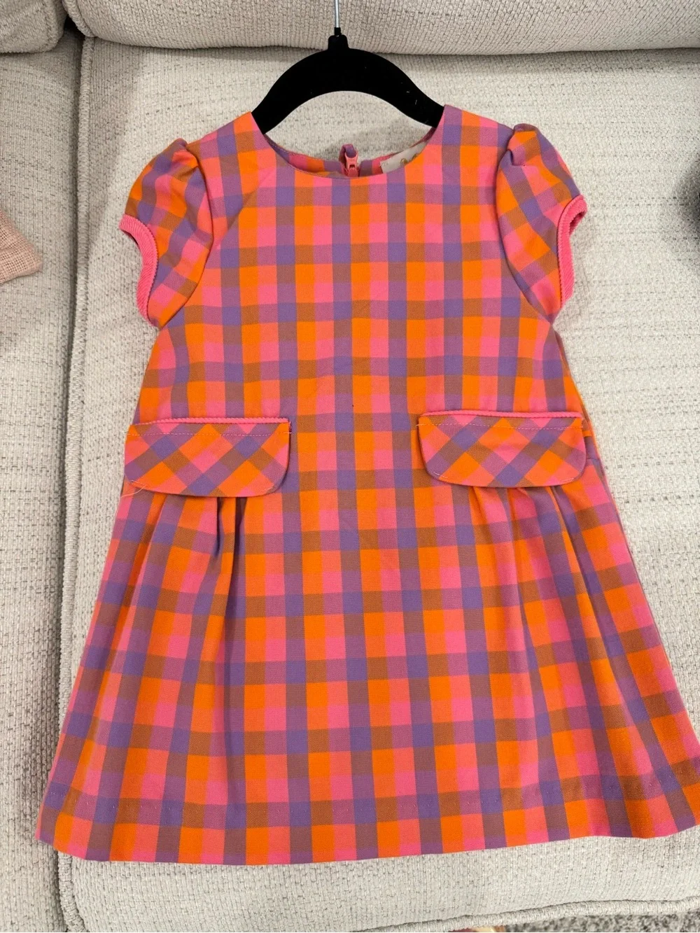 TBBC - Betts Bow Dress in Autumn Plaid Pink Orange Purple